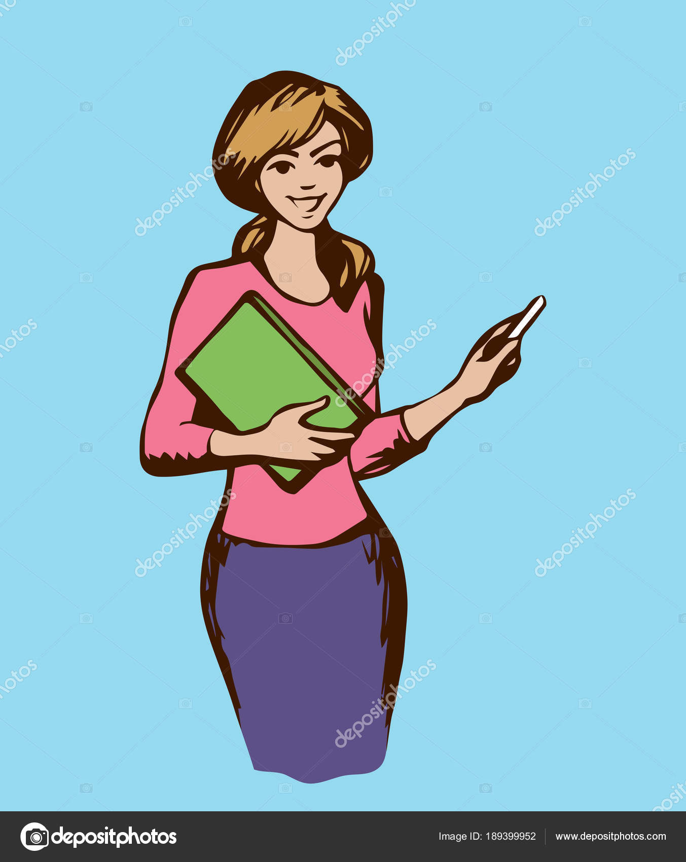Teacher with a pointer. Vector drawing Stock Vector Image by ©Marinka  #189399952