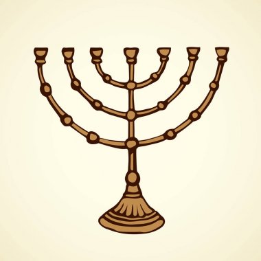 Yedi Kollu Şamdan. Vektör çizim