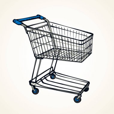 Alışveriş süpermarket arabası. Vektör çizimi