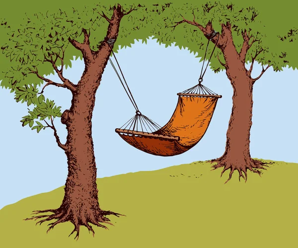 Hamaca en el árbol. Ilustración vectorial — Archivo Imágenes Vectoriales