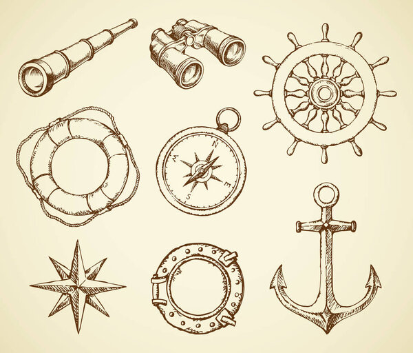 Marine symbols. Vector drawing