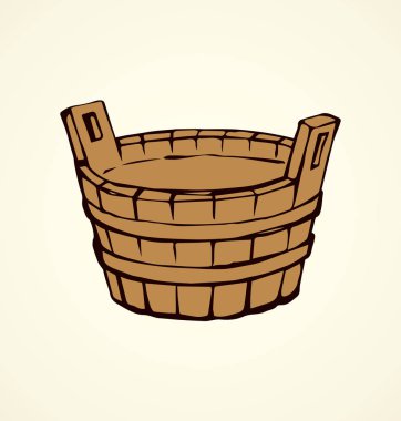 Ahşap kase. Vektör çizim