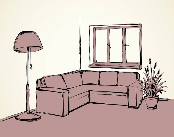 Corner sofa. Vector drawing — Stock Vector