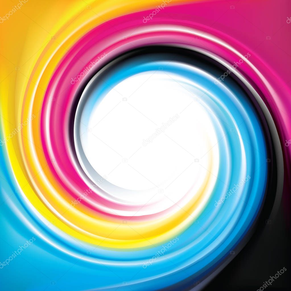 Vector swirl background of primary colors printing process (CMYK