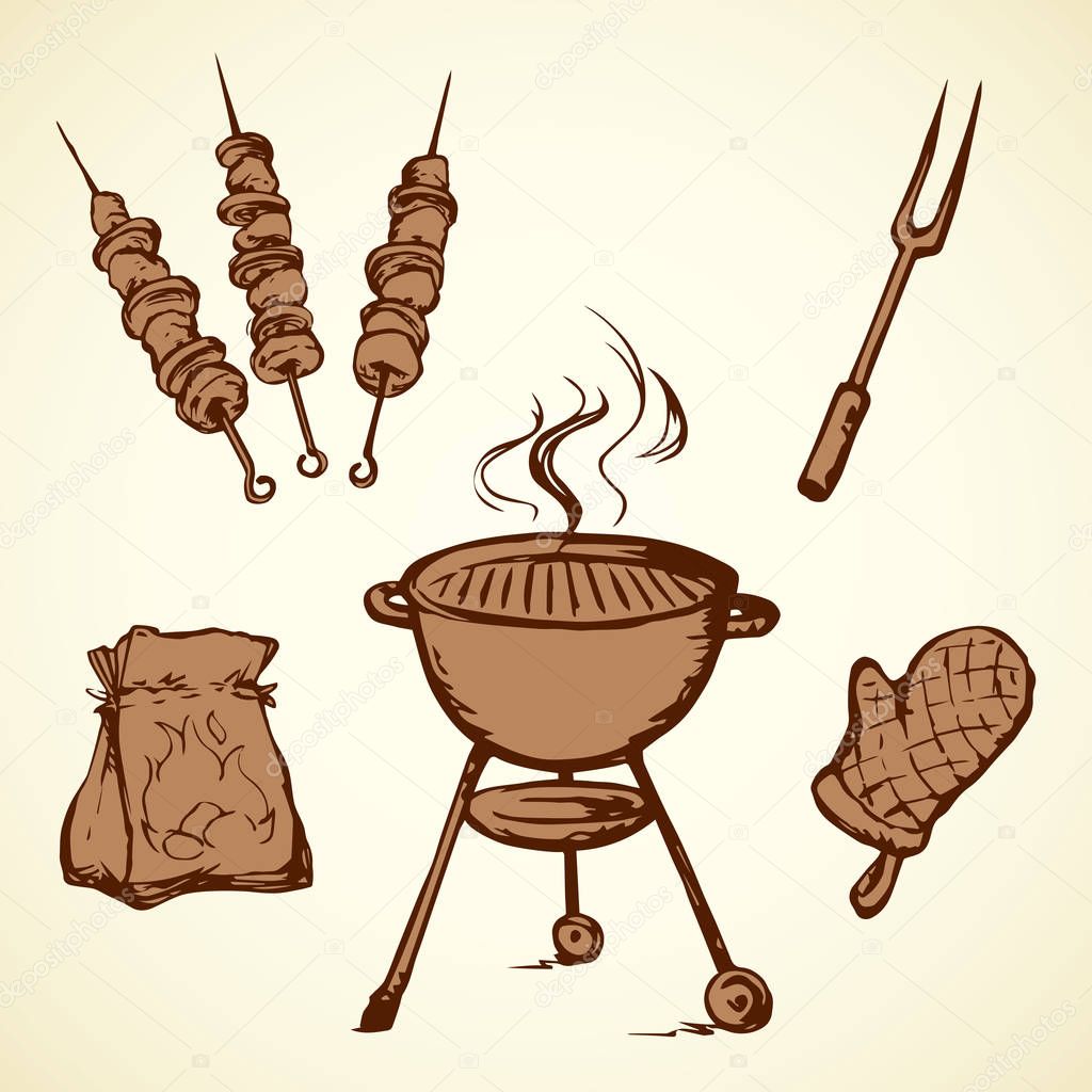 Rack for a barbecue. Vector drawing