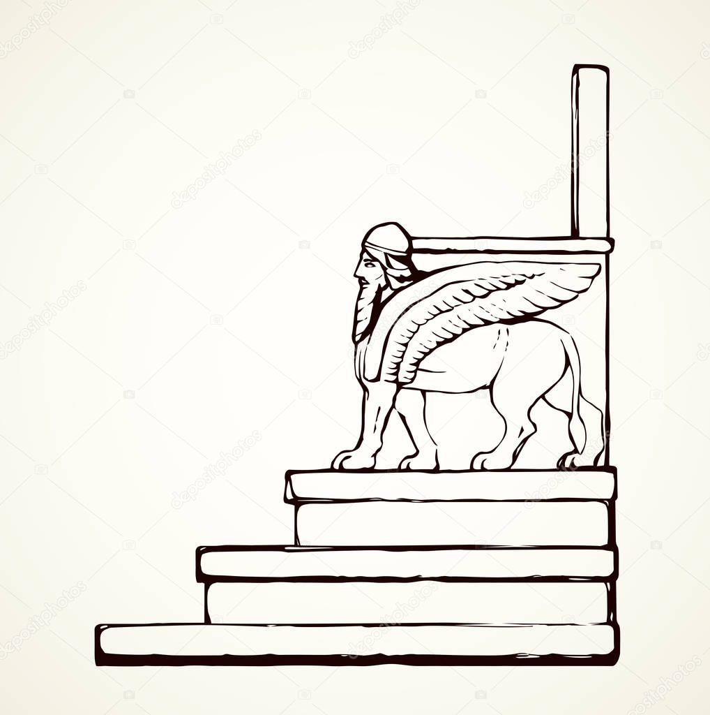 Ancient throne. Vector drawing