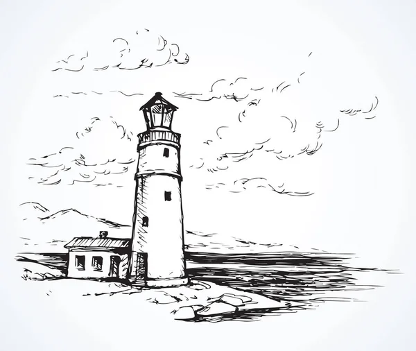 灯台。ベクトル描画 — ストックベクタ