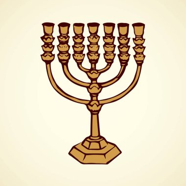 Yedi Kollu Şamdan. Vektör çizim