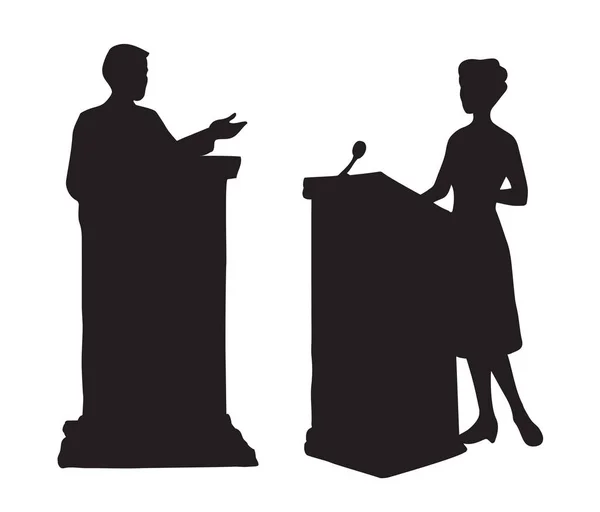 Haut-parleur au podium. Dessin vectoriel — Image vectorielle
