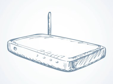 Anten ile modem. Vektör çizimi