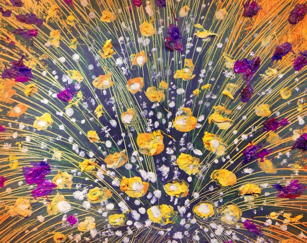 유화입니다. 꽃병에 무성 한 꽃다발 — 스톡 사진