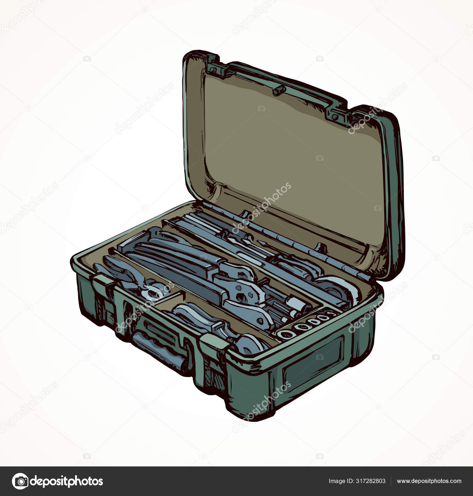 Suitcase with tools. Vector drawing Stock Vector by ©Marinka 317282803
