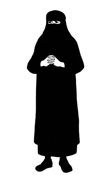 Muslim woman in burqa. Vector drawing — Stock Vector