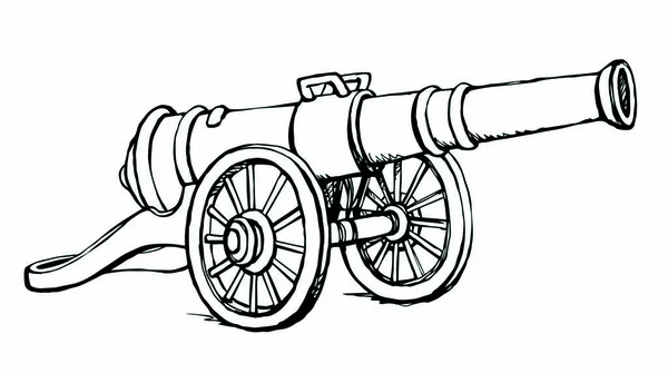 Ancient iron cannon. Vector drawing — ストックベクタ