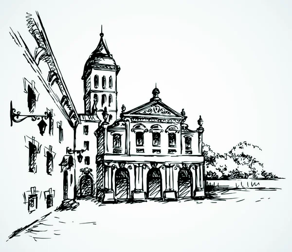 Stare Miasto, ulica. Wektor rysunek — Wektor stockowy