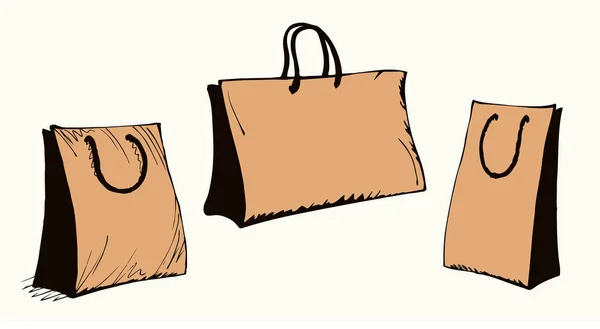 Sac en papier pour faire du shopping. Dessin vectoriel — Image vectorielle