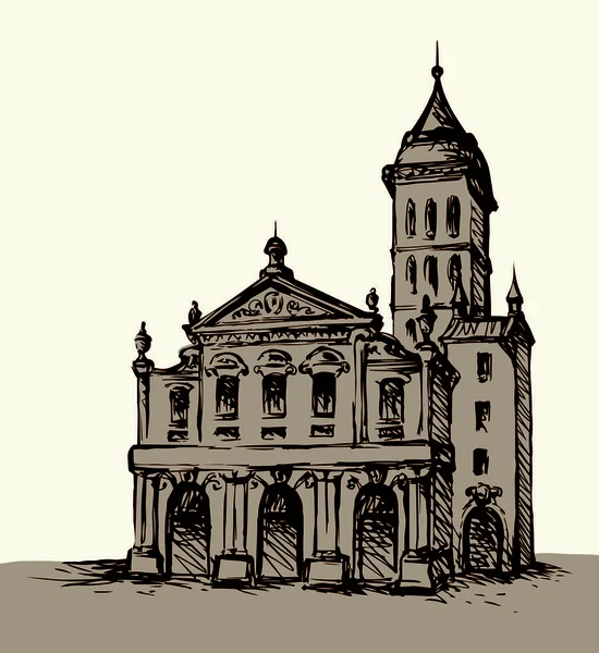 Calle de la vieja ciudad. Dibujo vectorial — Archivo Imágenes Vectoriales