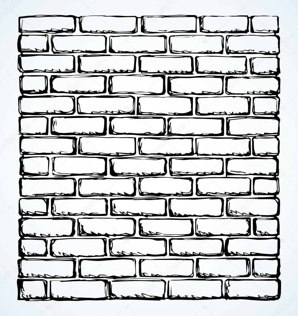 New cute single house airbrick diy on light backdrop. Freehand outline black ink hand drawn design concept object emblem sketchy in vintage art scribble style pen on paper space for text. Closeup view