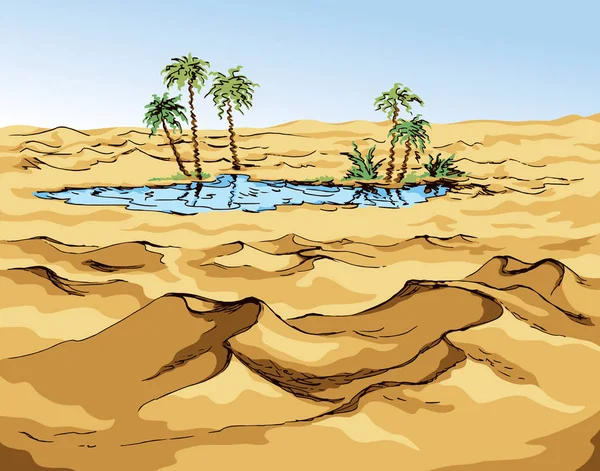 Ο Μιράζ στην έρημο. Διανυσματικό σχέδιο — Διανυσματικό Αρχείο