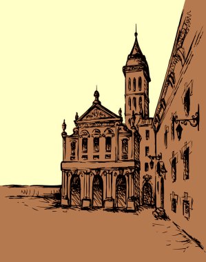 Eski şehir sokak. Vektör çizim