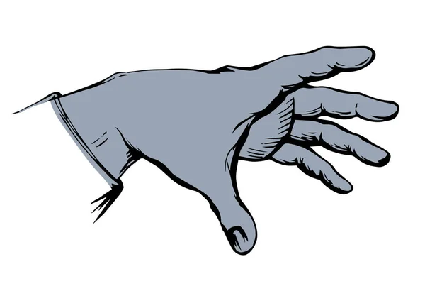 Een hand wordt uitgestrekt om te nemen. Vectortekening — Stockvector