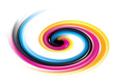 Vektör girdap arka planını temel renkleri yazdırma işlemi: Cmyk