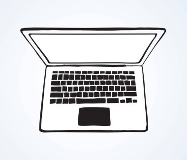 Dizüstü bilgisayar. Yukarıdan görüntüleyin. Vektör çizim