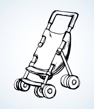 Bebek arabası. Vektör çizim simgesi