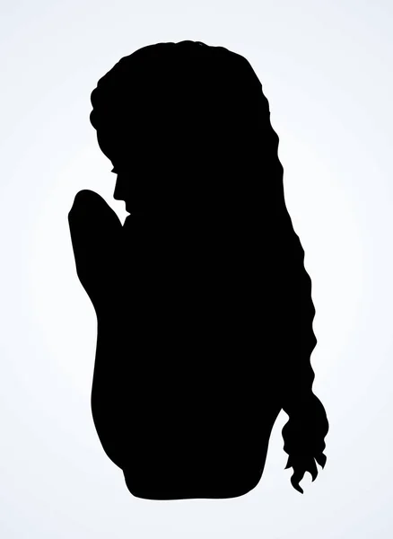 Vektor gambar dari gadis berdoa - Stok Vektor