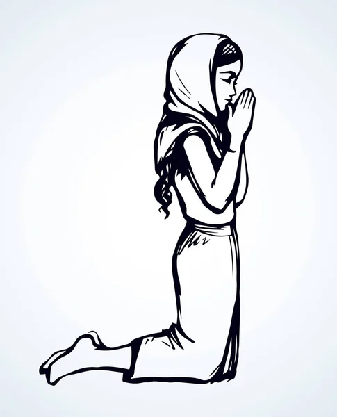 Vector image of the praying girl — Stock Vector