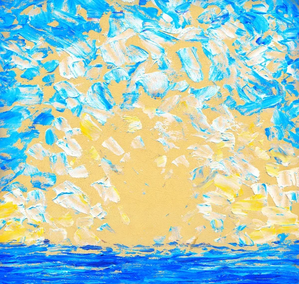 Abstrakcja obraz olejny. Tło niebieskie niebo — Zdjęcie stockowe