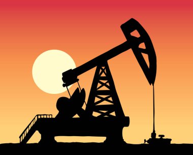 Endüstriyel petrol üretimi. Pompala. Vektör illüstrasyonu.