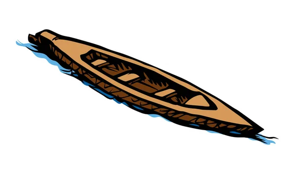 Velho barco de madeira. Desenho vetorial —  Vetores de Stock