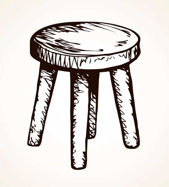 Wooden round stool. Vector drawing — Stock Vector