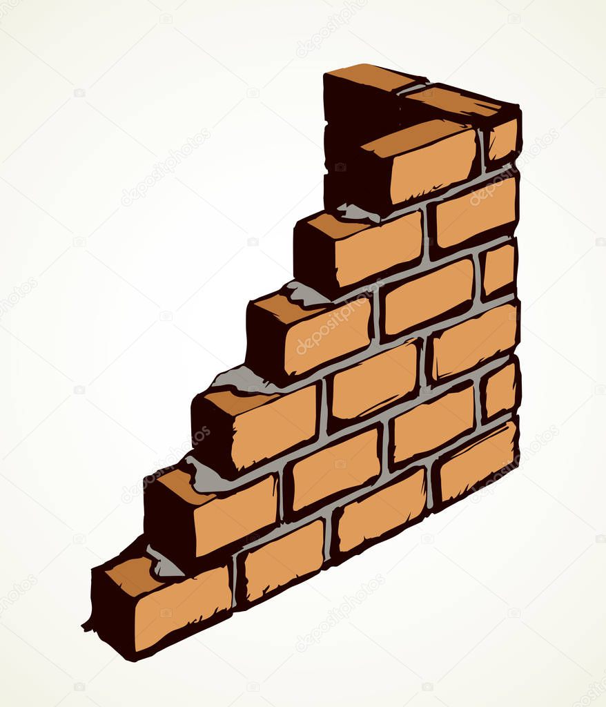 New cute simple house airbrick diy on light backdrop. Freehand outline black ink hand drawn design concept object emblem sketchy in vintage art doodle style pen on paper space for text. Closeup view
