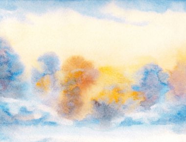 Suluboya manzara. Ormanda kış