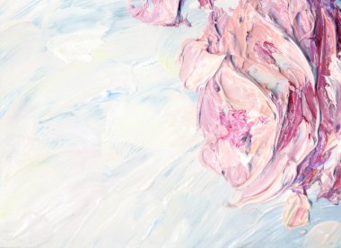 Yağlı boya. Bahçede pembe güller