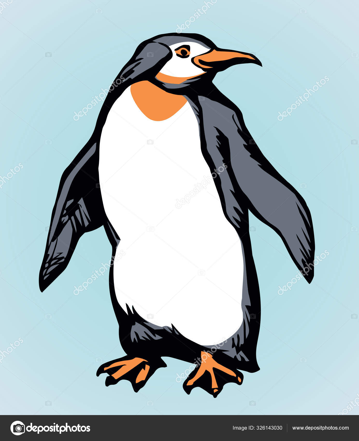 Penguin On The Ice Vector Drawing Stock Vector C Marinka 326143030