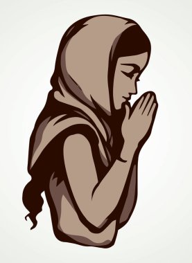 Dua eden kızın vektör görüntüsü