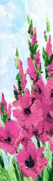 Pittura ad olio. gladiolo rosso in giardino — Foto Stock