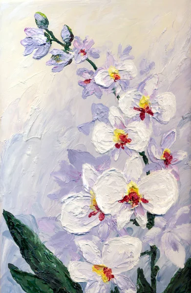 Flores de orquídea. Pintura al óleo imagen — Foto de Stock