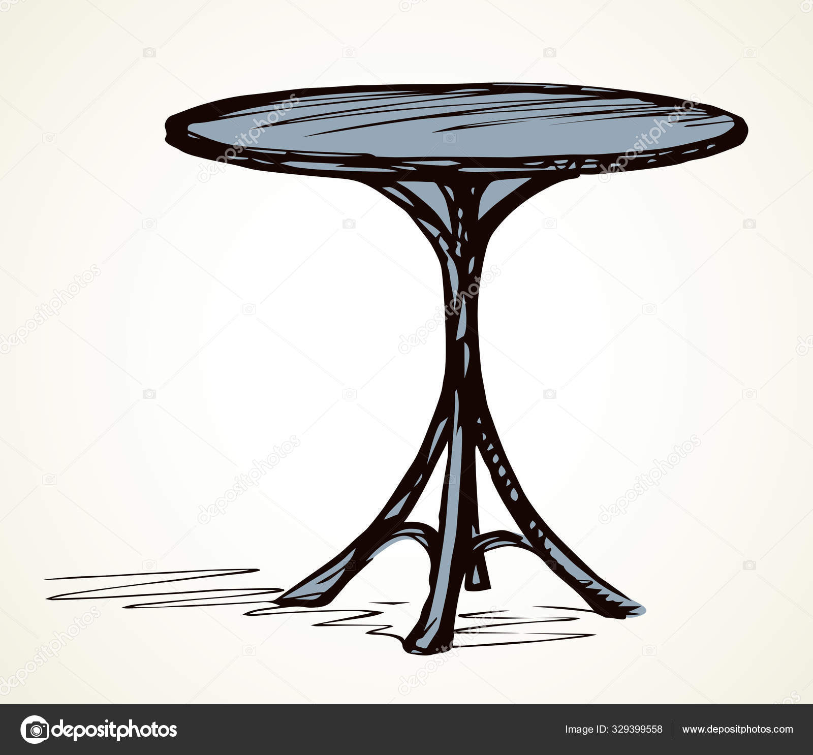 Маленький Круглый Стол. Векторный Рисунок Векторное Изображение.