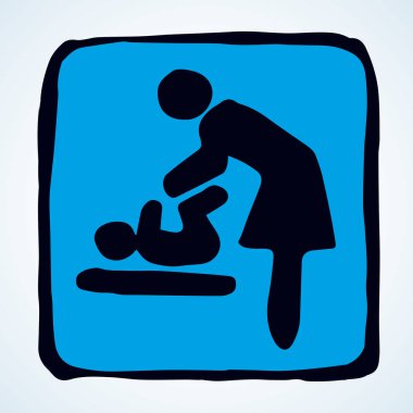 Anne ve çocuk odası için imzalayın. Vektör çizimi