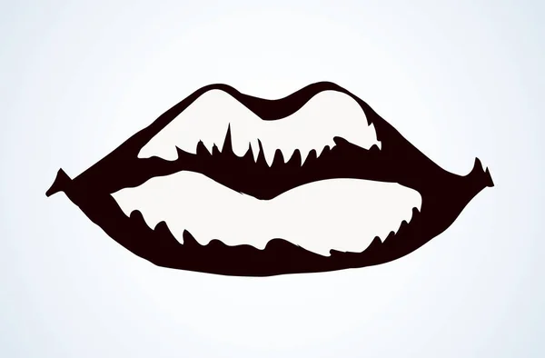 Lips. Vector drawing icon sign — Stock Vector