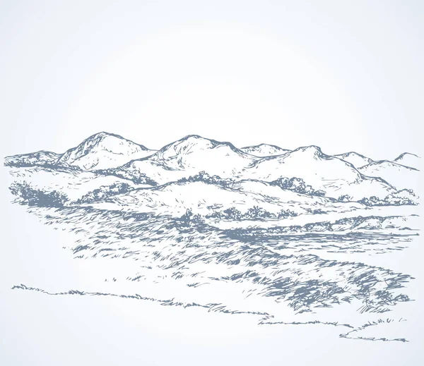 Dağ gölünün yanında. Vektör çizimi — Stok Vektör