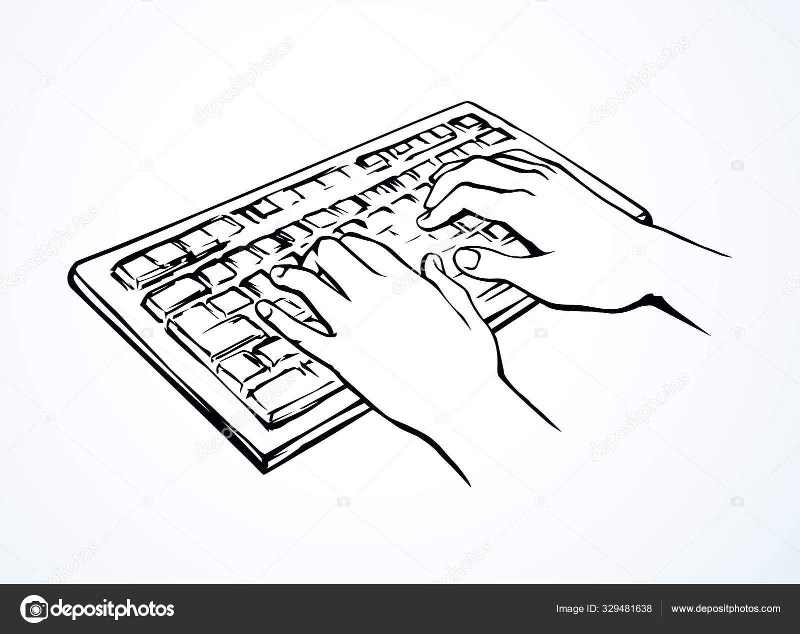 Sketch Working Place Hands Keyboard Mouse Stock Vector (Royalty Free)  1008403597 | Shutterstock | Computer drawing, Vector sketch, How to draw  hands