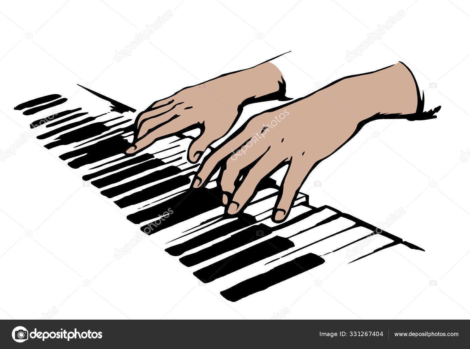 Hands On Piano Keyboard Vector Drawing Vector Image By C Marinka Vector Stock