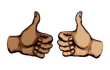 Başparmak yukarı. Tabela mükemmel. Vektör çizimi