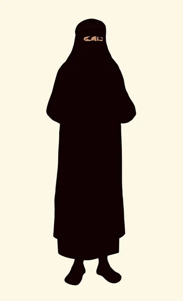 Muselman kvinna i Burqa. Vektorritning — Stock vektor