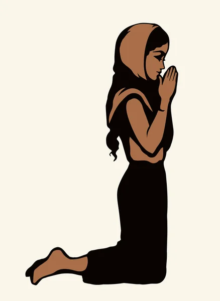 Vector image of the praying girl — Stock Vector